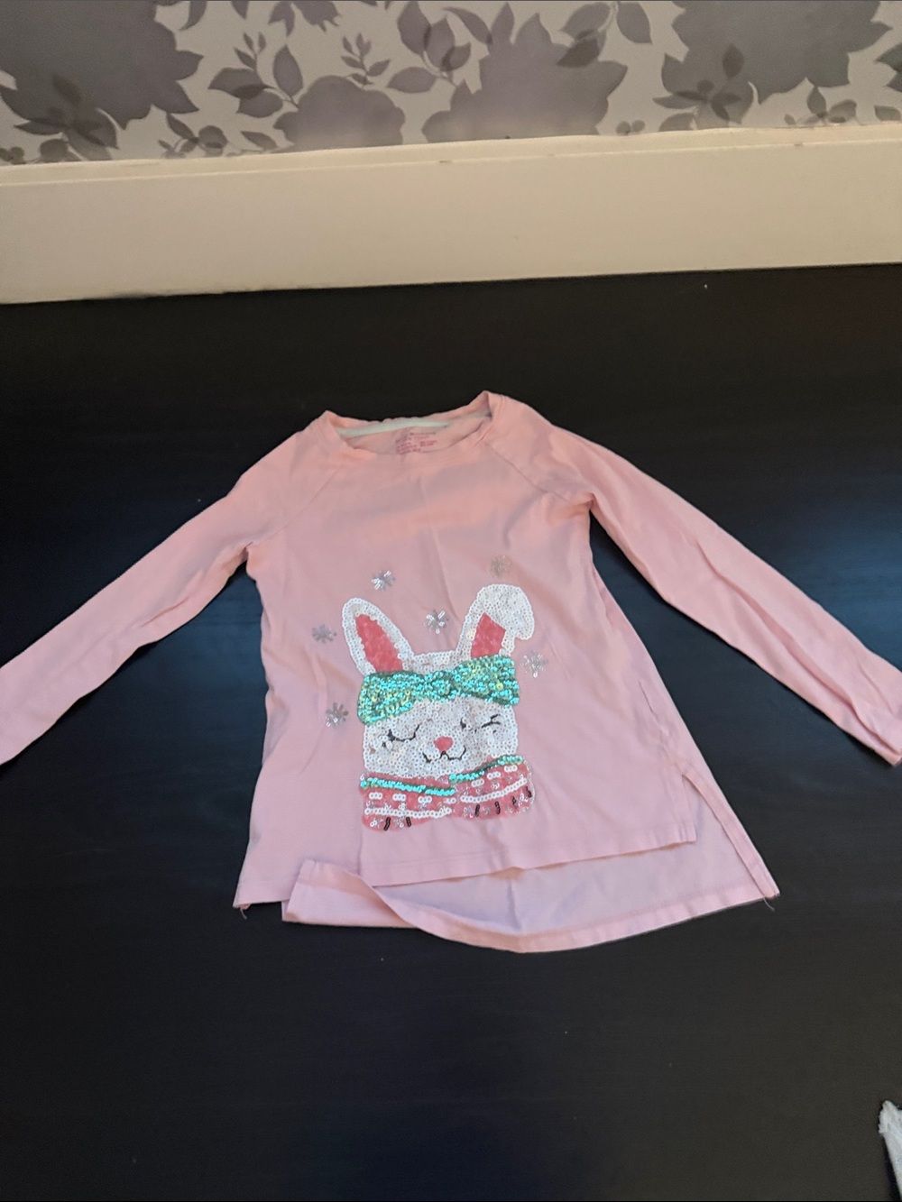 Isaac Mizrahi Pink Sequin Bunny Long Sleeve Tee
